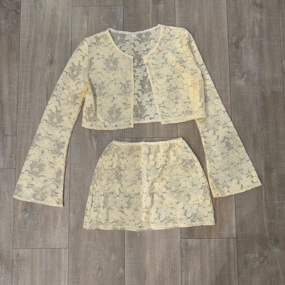 Bare Minimale Magdalena Cardigan & Skirt in Ivory - Picture 2 of 4